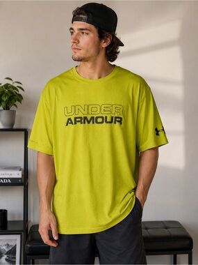 Under Armour HeatGear Loose Fit Graphic T-Shirt 2XL Neon Yellow Athletic Tee